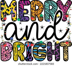 Merry Christmas T-shirt Design Merry and Bright