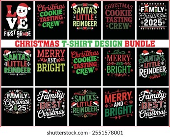 Merry Christmas T-Shirt Design Bundle for Print Ready