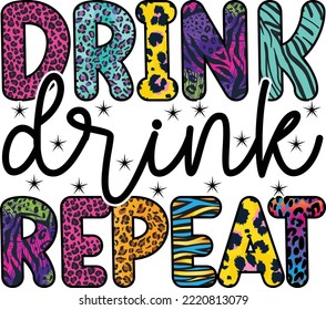 Merry Christmas T-shirt Design Drink Drink Repeat