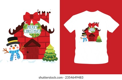 Merry christmas t-shirt design editbale template