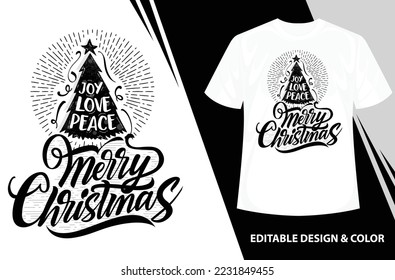Merry Christmas T-Shirt Design, Joy Love Peace t-shirt design, Vintages T-shirt Vector