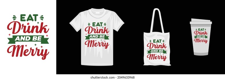 Merry Christmas t-shirt design template. Christmas lettering quote t-shirt design. 