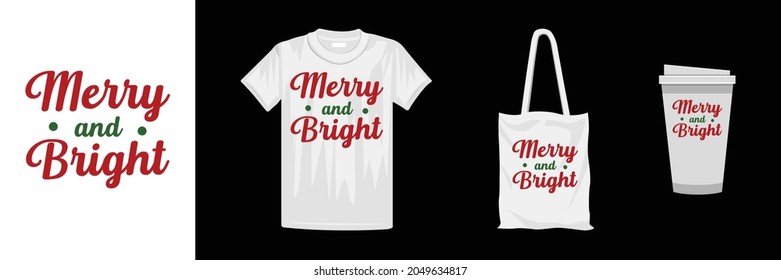 Merry Christmas t-shirt design template. Creative Christmas typography t-shirt design.