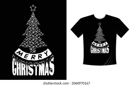 Merry Christmas T-Shirt Design Template - Greeting card. Christmas Tree using dogs. Good for t-shirt, mug, gifts. For Men, Women, and Baby clothes