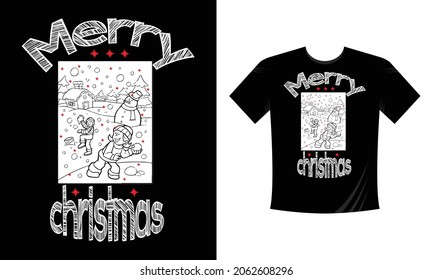 Merry Christmas T-Shirt Design Template for Christmas Celebration. Good for Greeting card, t-shirt, mug, gifts. For Men, Women, and Baby clothes