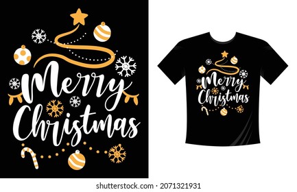 Merry Christmas T-Shirt Design Template for Christmas Celebration. Good for Greeting card, t-shirt, mug, gifts. For Men, Women, and Baby clothes