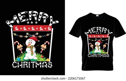 merry Christmas T-shirt design template 