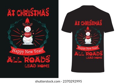 Merry Christmas T-Shirt Design Template with Christmas tree and Christmas pattern for Christmas Celebration