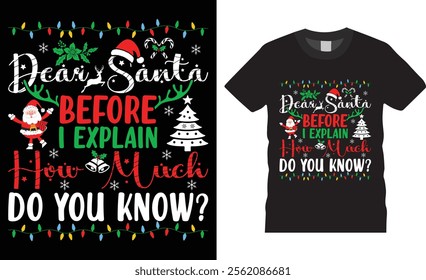 Merry Christmas t-shirt design template. Christmas design black t shirts perfect. Lovely design Ready for gift and Santa Claus cards, design print, poster, banner, clothes.