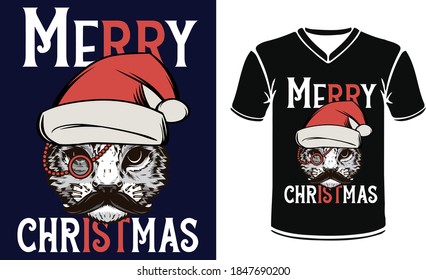 Merry Christmas tshirt design vector, black background 
