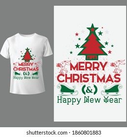 Merry Christmas tshirt design vector, white background.