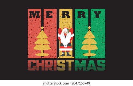 Merry Christmas tshirt design vector, black background