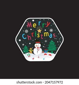 Merry Christmas tshirt design vector, black background