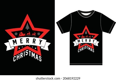 Merry Christmas T-shirt Design. Vector Christmas File. 
