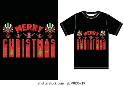 Merry Christmas T-shirt Design. Vector Christmas Design.Typography  Christmas T-shirt.
