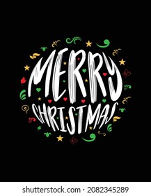 Merry Christmas T-Shirt Design. Vector Custom Design.
