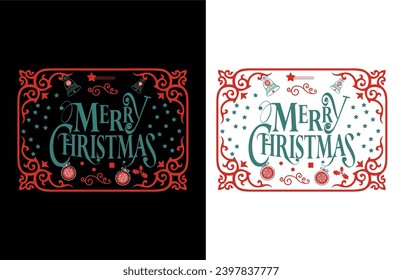 Vector de diseño de camisetas navideñas de Feliz, fondo negro