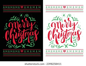 Merry Christmas tshirt design vector, black background