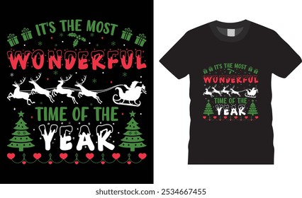 Merry Christmas t-shirt design vector template. Christmas design black t shirts perfect. Ready for Christmas gift and Santa Claus cards. Graphic design print and any poster, banner, clothes. 