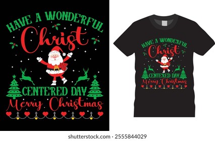 Merry Christmas t-shirt design vector template. Christmas design black t shirts perfect. Ready for Christmas gift and Santa Claus cards. Graphic design print and any poster, banner, clothes. 