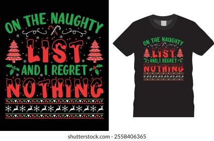 Merry Christmas t-shirt design vector template. Christmas design black t shirts perfect. Ready for Christmas gift and Santa Claus cards. Graphic design print and any poster, banner, clothes.