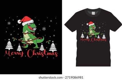 Plantilla de Vector de diseño de camiseta de Navidades alegres. Las Navidades diseñan camisetas negras perfectas. Listo para regalo de Navidad y tarjetas de Papá Noel. Diseño gráfico impreso y cualquier cartel, Anuncio, ropa.