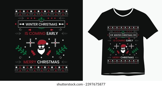 Merry Christmas t-shirt design, winter season Christmas shirt, Santa Claus vector t-shirt design, Christmas sweater design template, Christmas element vector bundled.