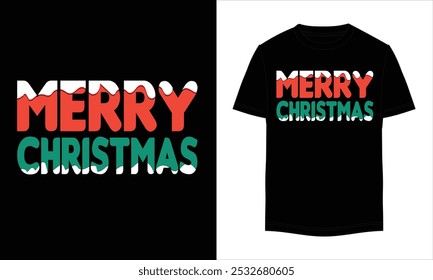 Merry Christmas T-shirt, Christmas Gift, Merry Christmas 2024, Christmas T-shirt, Ready to print, Modern, simple, lettering, tree, T-shirt Design Template