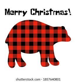 Merry christmas tshirt print with buffalo bear. Xmas tsirt design. 