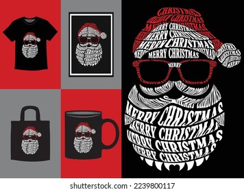 Merry Christmas T-Shirt Vector Design, Santa Claus Merry Christmas tee, Christmas Shirt for Man and Women