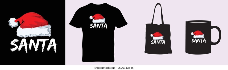 Merry Christmas t-Shirts, Summer Santa Shirt, Matching Family Christmas Shirts, Santa cap t-shirt, Christmas Joy,
 Family Shirt, Holiday Vacation Shirt, Merry Christmas Vector text.