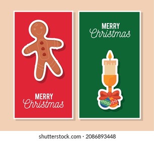 merry christmas two cards icons