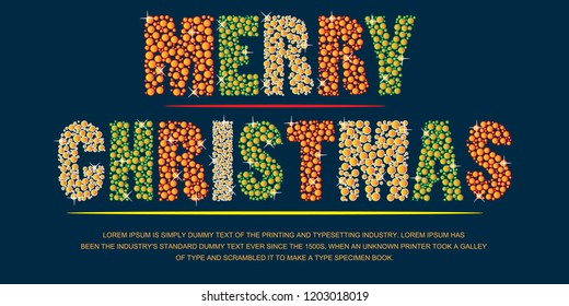 Merry Christmas Typographic. Christmas Cards With Creative 3D Text Background. Minimal Graphic Design. Concept. For Graphic, Banners, Presentations, Wallpaper, Reports. Vector Illustration. Eps 10
