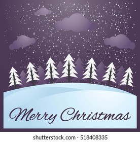 Merry Christmas Typographic Design With Winter Landscape