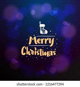 Merry Christmas typographic emblem. Vector logo handmade lettering and calligraphy, text design. Usable for banners, greeting cards, gifts etc.