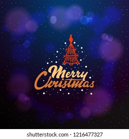 Merry Christmas typographic emblem. Vector logo handmade lettering and calligraphy, text design. Usable for banners, greeting cards, gifts etc.