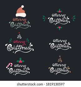 Merry Christmas  typographic emblems set Vector logo, text