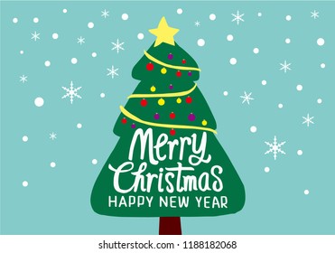 Merry Christmas Typographic Greeting Card