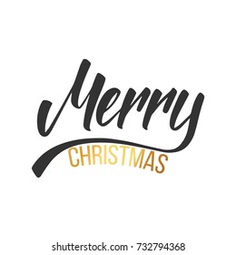 Merry Christmas. Typographic logo for Christmas design. Hand letetring calligraphy Merry Christmas