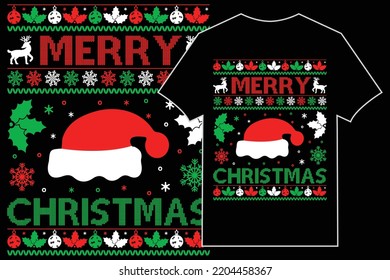 Merry Christmas typographic T-Shirt vector.