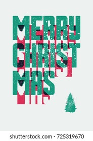 Merry Christmas. Typographic vintage style Christmas card or poster design. Retro grunge vector illustration.