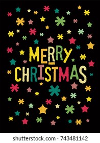 Merry Christmas. Typographic vintage style Christmas card or poster design. Retro vector illustration.