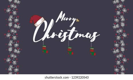 Merry Christmas, Typographical Background With Christmas Elements.