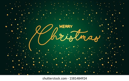Merry Christmas Typographical on shiny  background landscape with snowflakes, light, stars. Merry Christmas card. Vector Illustration - Vector
