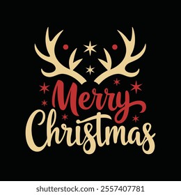 Merry Christmas typography art illustration