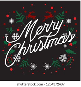 merry christmas typography with background element