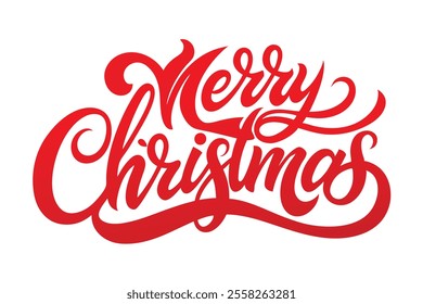 Merry Christmas Typography Calligraphy Greeting Card - Holiday Festival Design