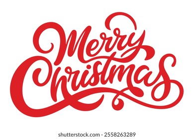 Merry Christmas Typography Calligraphy Greeting Card - Holiday Festival Design