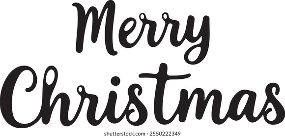 Merry Christmas typography calligraphy silhouette illustration vector style on white background