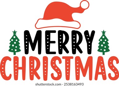 Merry Christmas typography clip art design on plain white transparent isolated background for card, shirt, hoodie, sweatshirt, apparel, card, tag, mug, icon, poster or badge